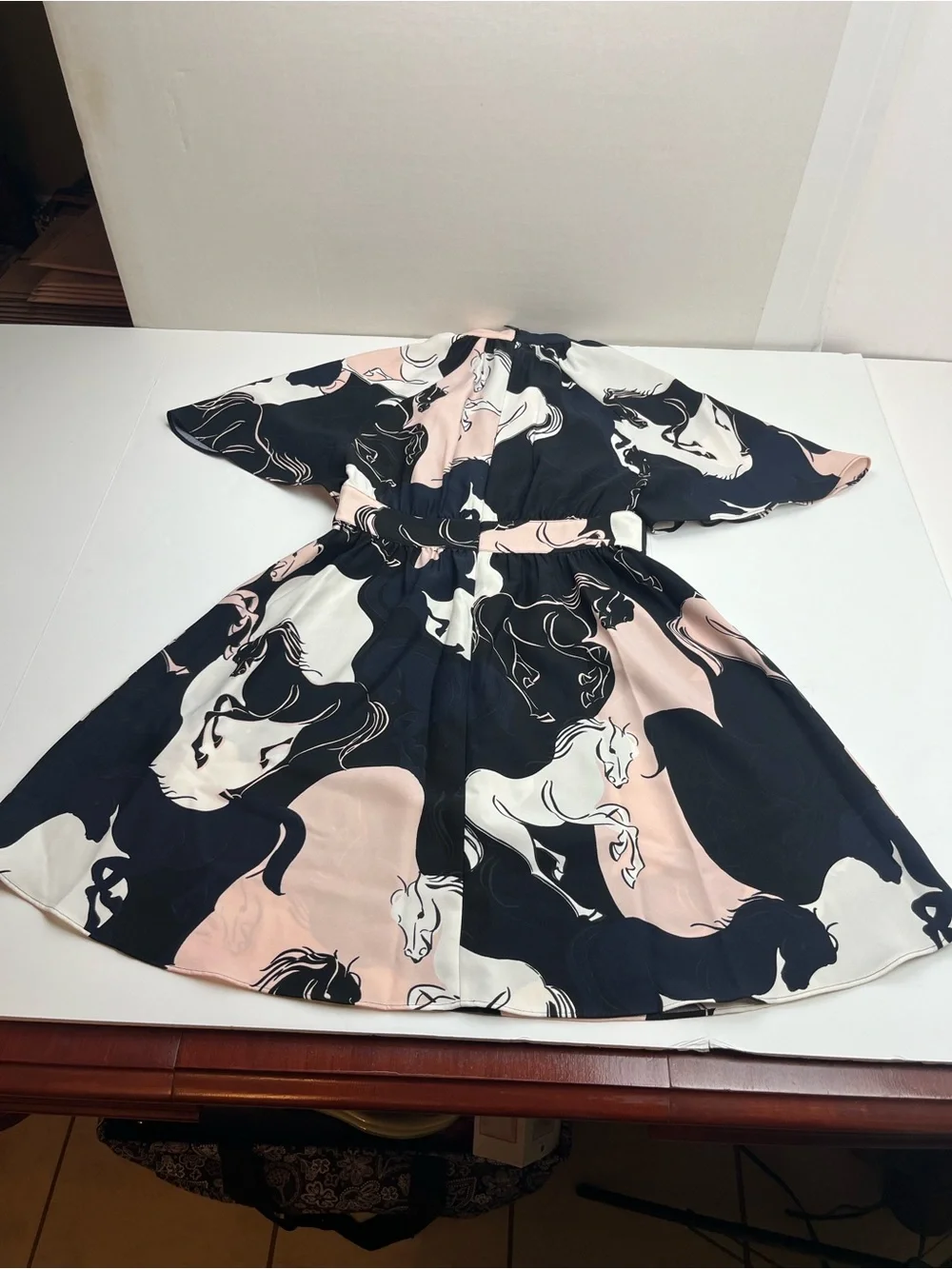 Kate Spade Wild Ones Stallions Crepe Dress Womens Size 2 Horses Pink Black